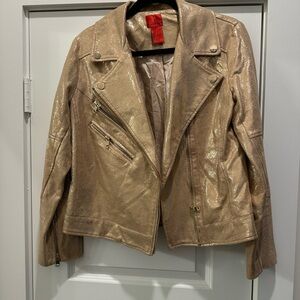 Christina Shimmering Gold Leather Jacket
